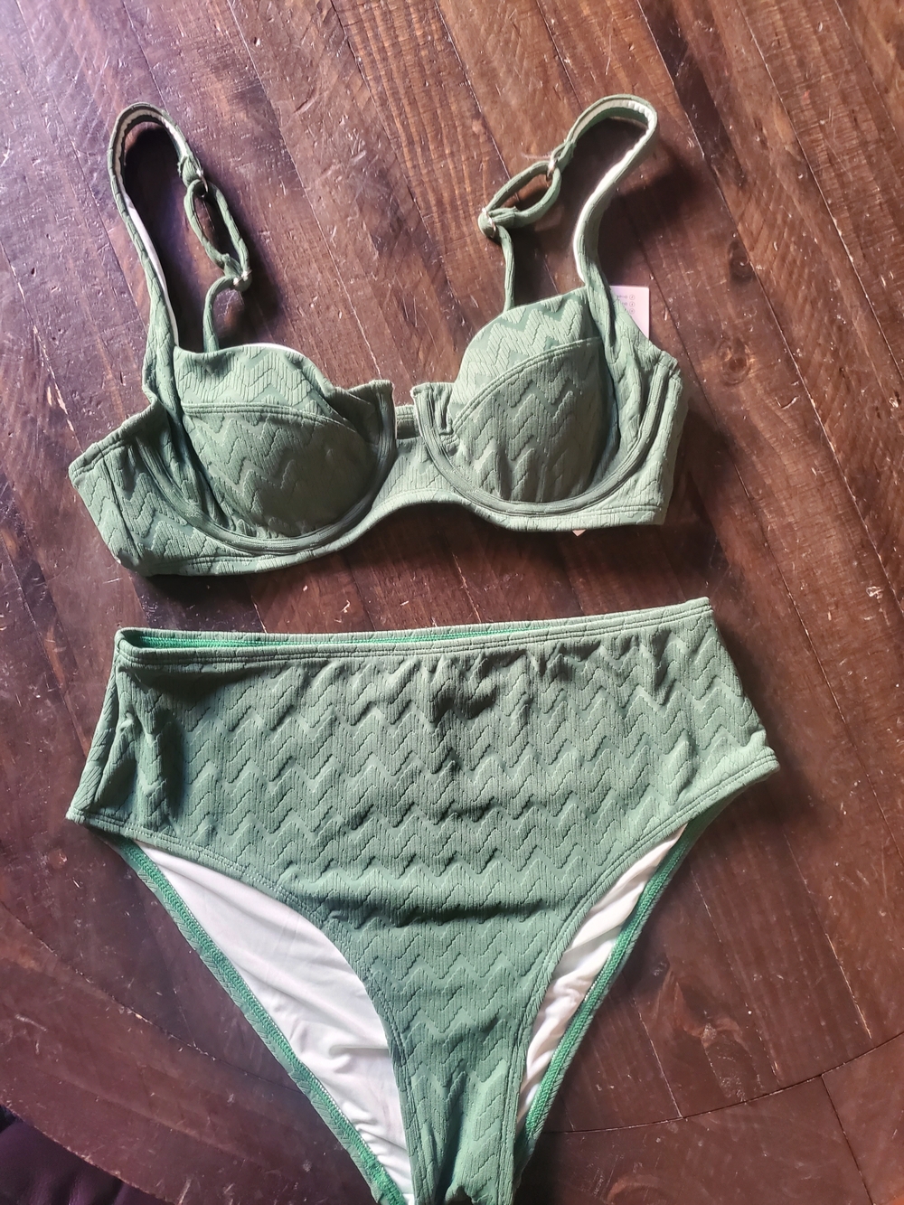 Cupshe Olive Green Textured Underwire Bikini Set